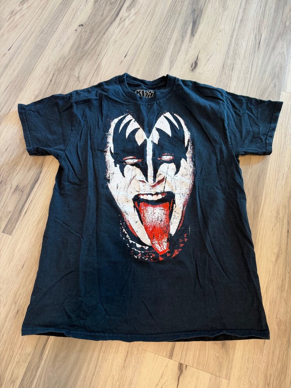 Kiss Tongue Face Shirt Men's Medium Black Rock Band Portrait Graphic Tee